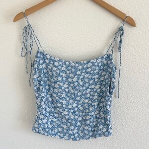 REFORMATION top / blue and white floral shoulder tie Lupe tank top / size 2